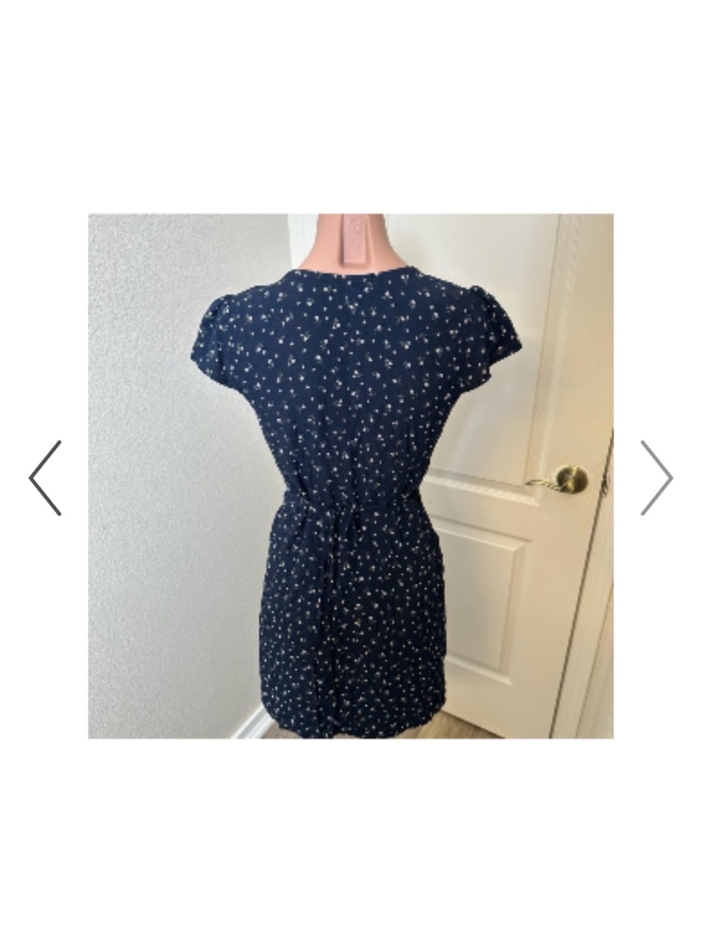 Brandy Melville Navy Mini Dress with White Floral Print O/S - Picture 4 of 5
